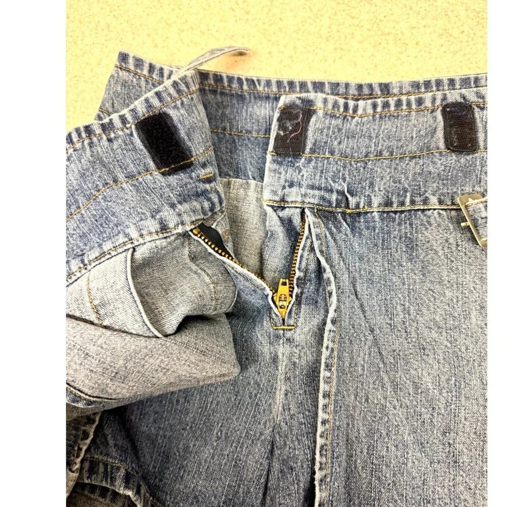 Vintage Y2K Justice‎ Denim Mini Skirt Pleated Belted Grunge 90s